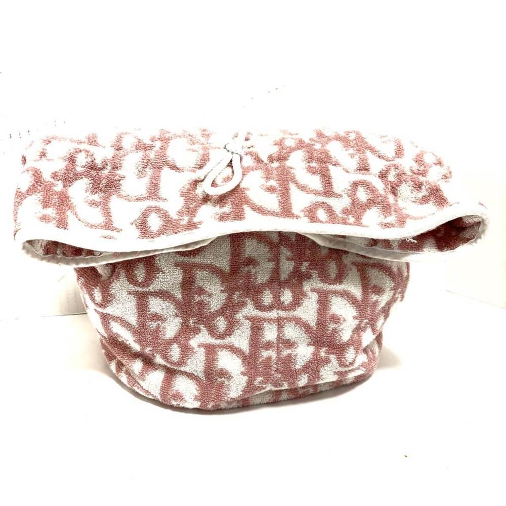 DIOR Christian Logogram Bag Drawstring White Pink Terry